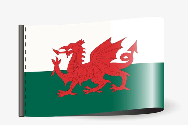 Flagga Illustration på en textil etikett för landet av Wales — Stockfoto