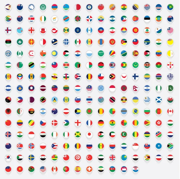 Kartenzeiger geformte illustrierte Flaggen der Welt — Stockfoto