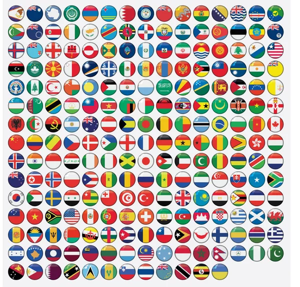 3D Round Shaped Illustrated Flags of the World — Stock Photo, Image