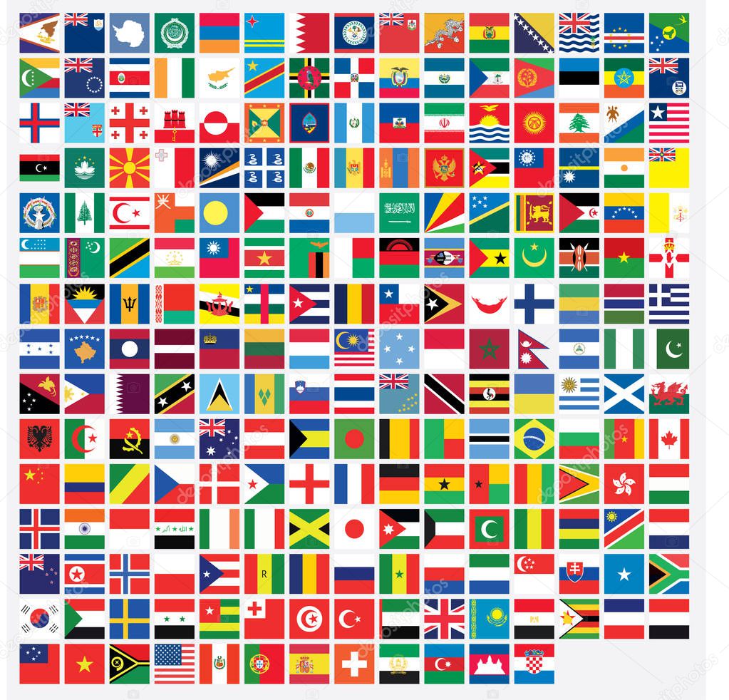 Square Shaped Illustrated Flags of the World