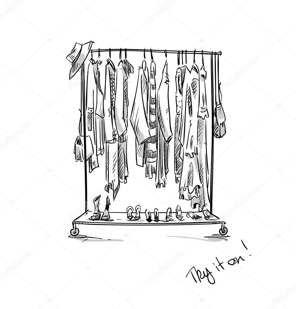 Clothes rack, vector illustration. 