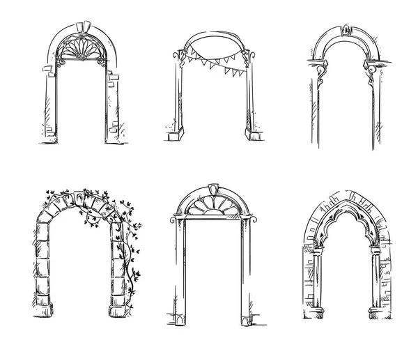 Set of arches. Architectural detail. — Stock Vector
