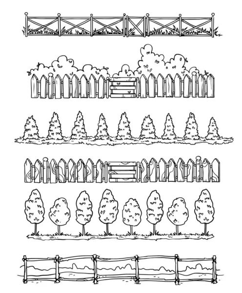 Conjunto Divisores Dibujados Mano Estilo Rural Dibujo Vectorial — Vector de stock