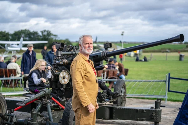 OLD WARDEN, BEDFORDSHIRE, Reino Unido, 6 de octubre de 2019. Pistola antiaérea Bofors QF 40mm. Día de la Carrera en Shuttleworth — Foto de Stock