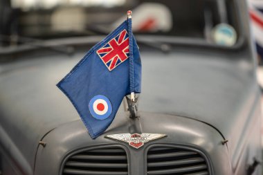 Eski Warden, Bedfordshire, Uk, 6 Ekim 2019. Kraliyet Hava Kuvvetleri Teğmeni, İngiliz Kraliyet Hava Kuvvetleri 'ni temsil etmekte kullanılan resmi bayrak.