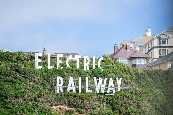 Laxey, Isle of Man, June 15, 2019. The Manx Electric Railway logo — Stock Photo, Image