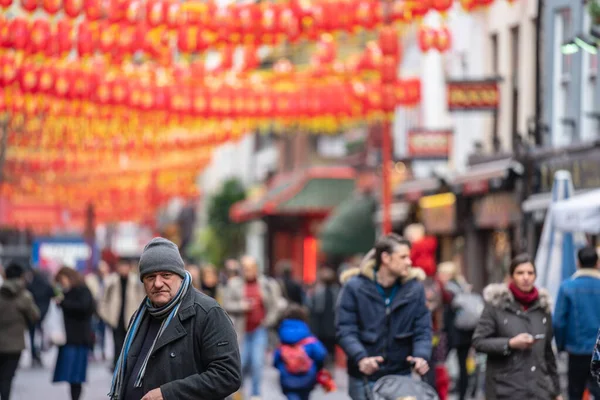 London den 26 januari 2020. Kinesiska papperslyktor. London Chinatown. Kinesiska nyårsfester. — Stockfoto