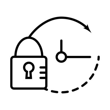 Saat çizgisi simgesi olan turkuaz asma kilit