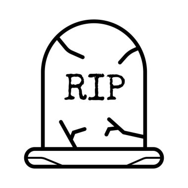 Ölü çizgi sanat ikonu için mezar taşı, mezar taşı, RIP / Huzur içinde yat
