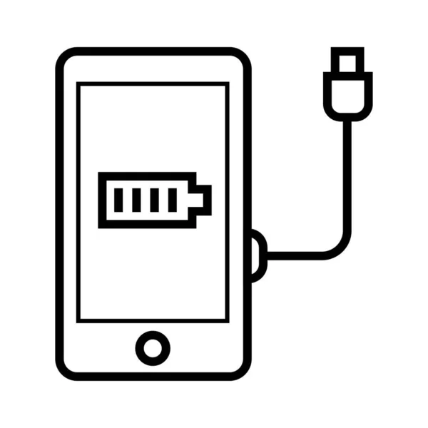 スマートフォンの充電器アダプターと電気ソケット 低バッテリー通知 ベクターイラスト — ストック写真