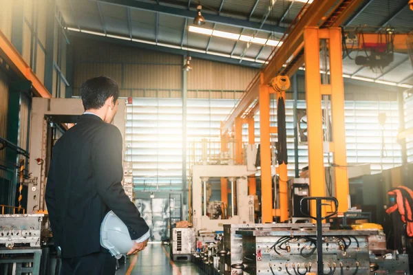 Asian engineer factory inspection with man business engineer in — Stock Photo, Image
