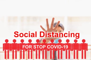 Covid 19 virüsünü durdurmak için insan denetimi ya da insan ticareti. Covid 19 ya da Corona korunması sosyal mesafeli dünya için koruma sağlar ve insanlar virüs uyarısını durdurur.