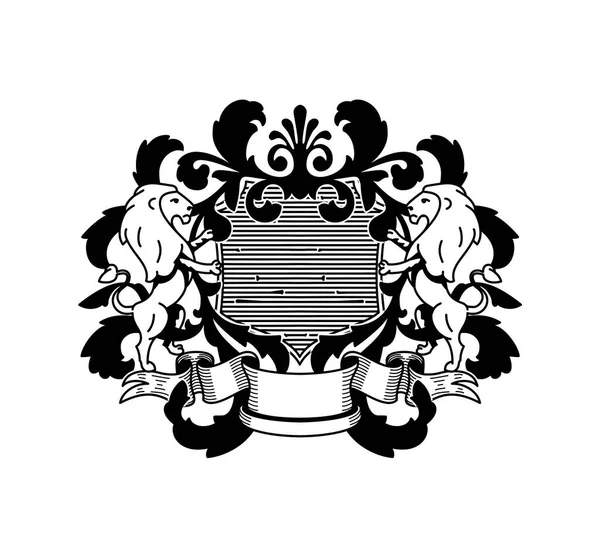 Heraldry Flourish Royal Vintage Monochromatic Emblem Family Crest Logo Luxury — Stock Vector