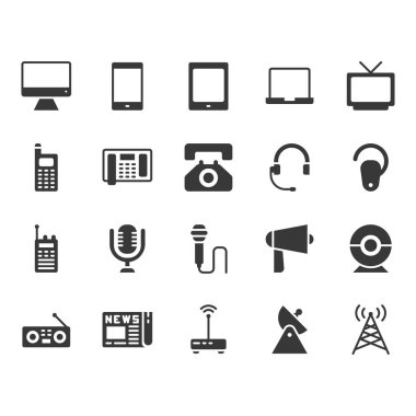 İletişim cihazı simgesi ayarlayın. Vektör çizimi