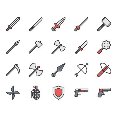 Silahla ilgili simge ve sembol seti