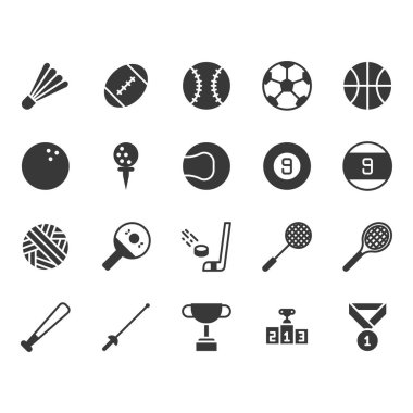 Spor topu ekipman simgesi ve sembol seti