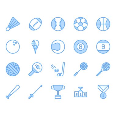 Spor topu ekipman simgesi ve sembol seti