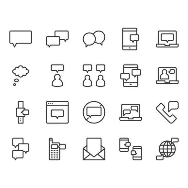 Conjunto de iconos y símbolos relacionados con la burbuja de mensajes y discursos — Vector de stock