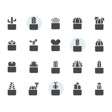 Kaktüs simgesi ve sembolü kabartma tasarımı ile ayarlandı