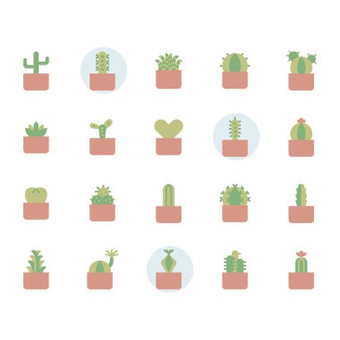 Düz dizaynlı kaktüs simgesi ve sembol