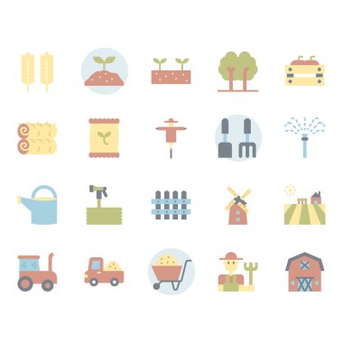 Düz dizaynda çiftçilik ve tarım simgesi ve sembol