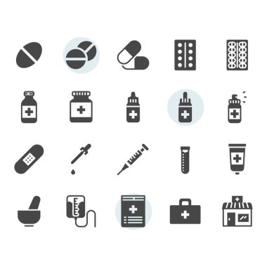 Tıpla ilgili simge ve sembol kabartma dizaynında ayarlandı