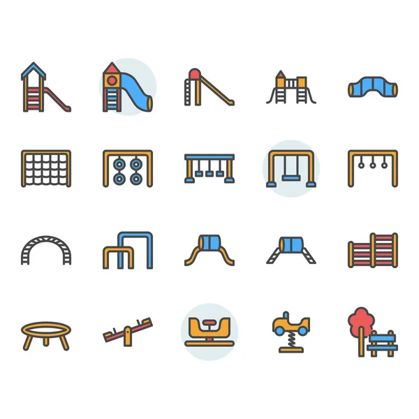 Spielplatz-Symbol und -Symbol in farbiger Umrissgestaltung — Stockvektor