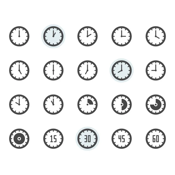 Icono de tiempo y reloj y símbolo en diseño de glifo — Archivo Imágenes Vectoriales