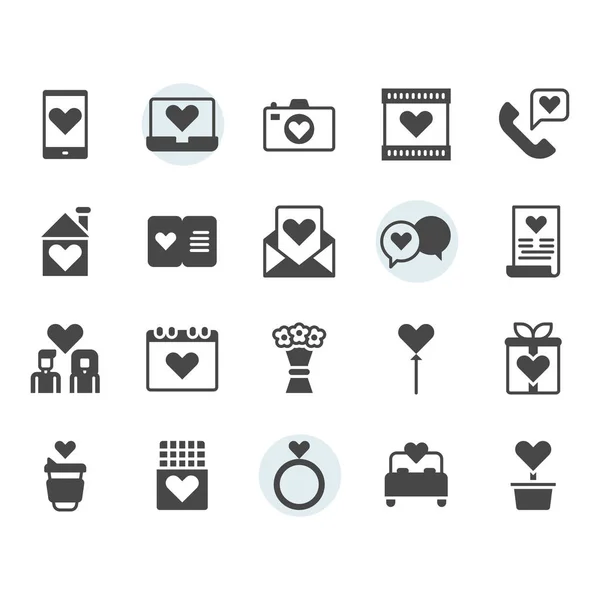 Valentinstag und Liebe Ikone und Symbol im Glyphen-Design — Stockvektor