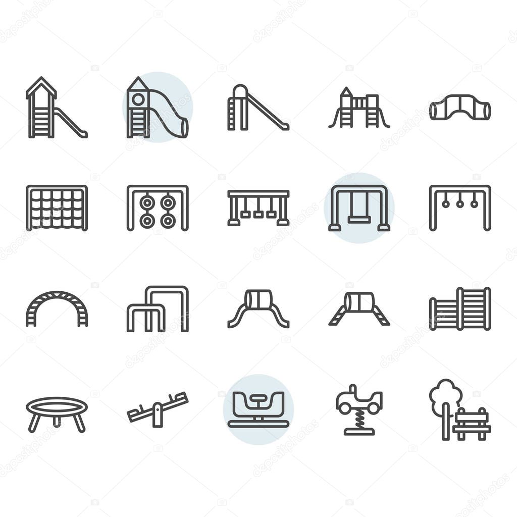 Playground icon and symbol set in outline design