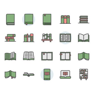 Kitapla ilgili simge ve sembol seti