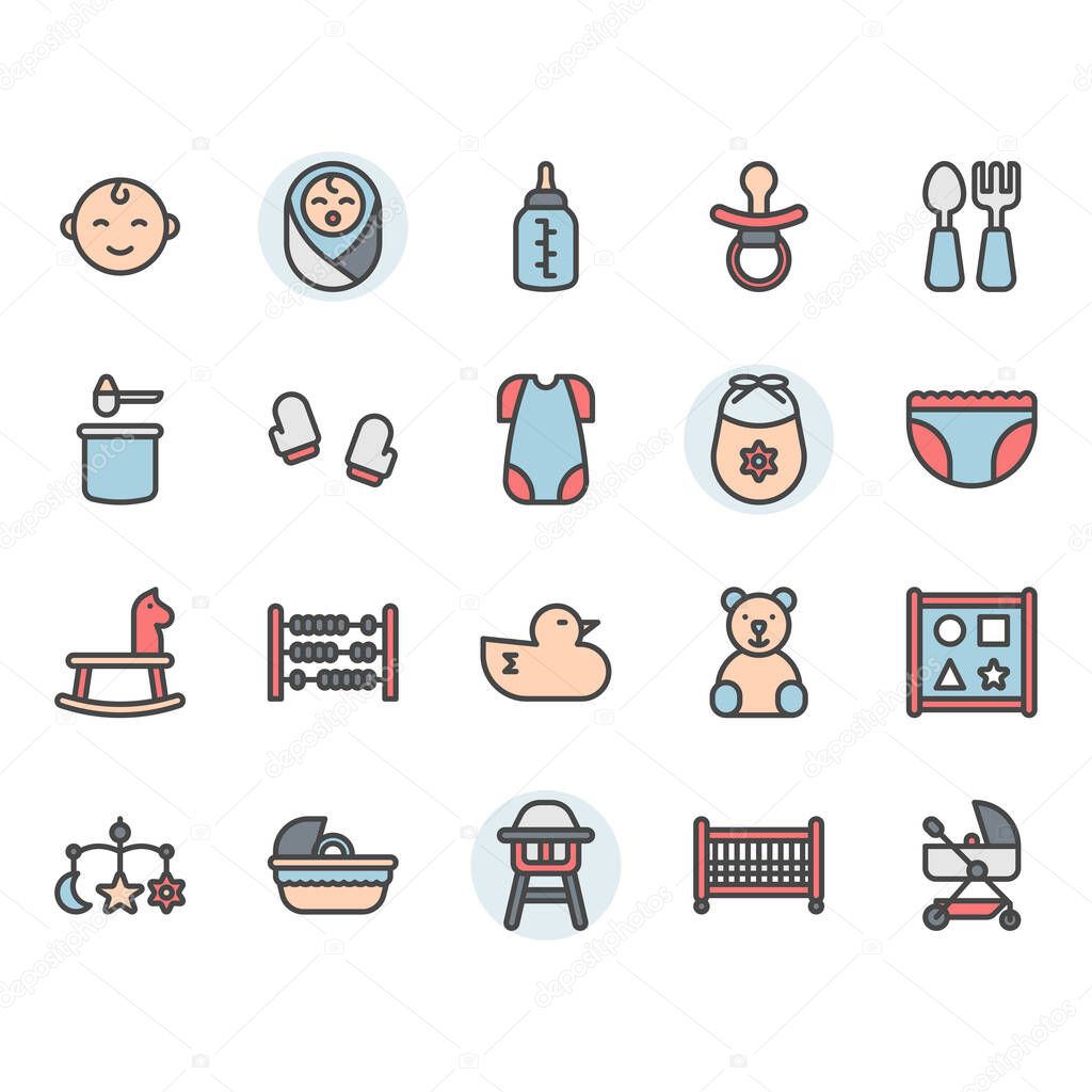 Baby related icon and symbol set