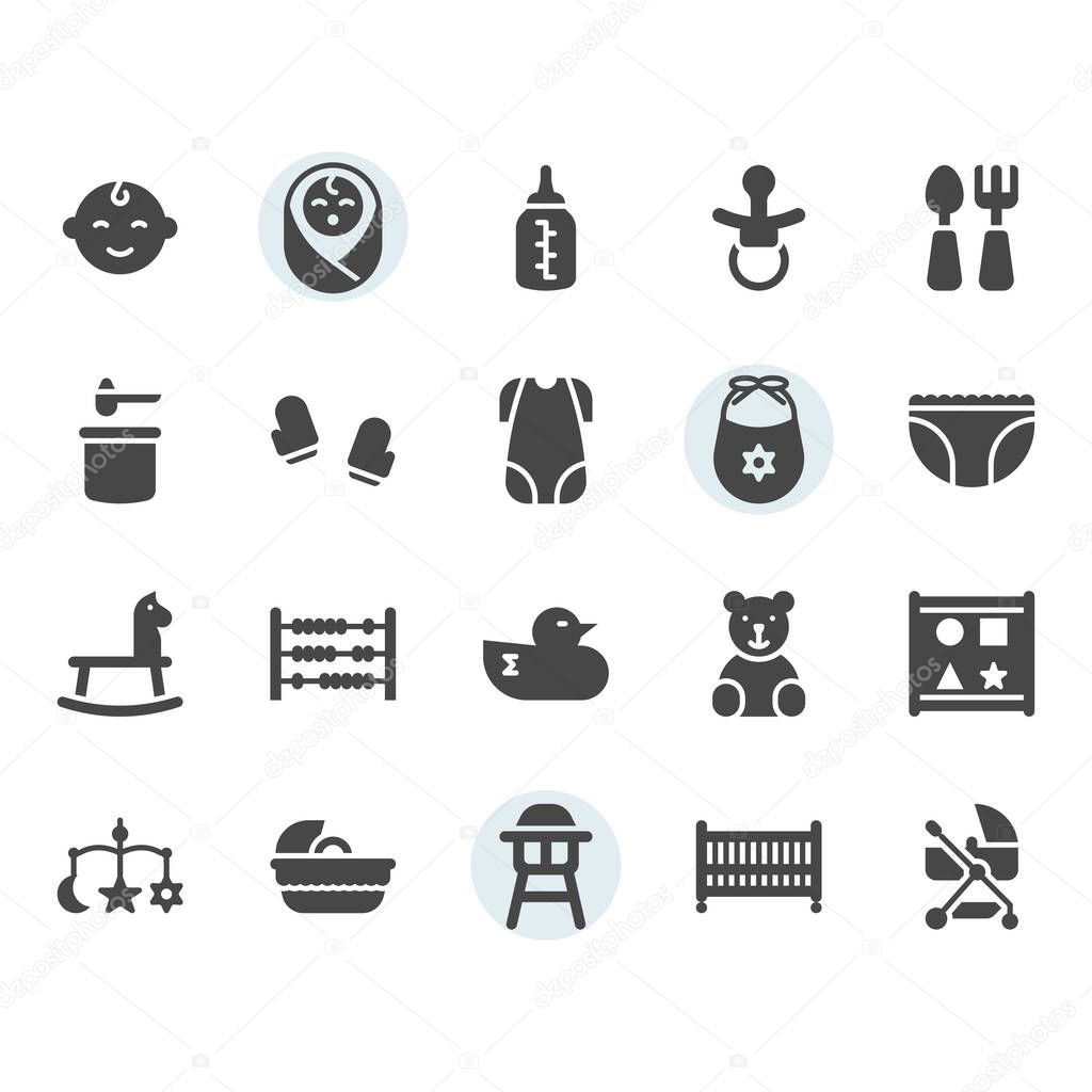 Baby related icon and symbol set