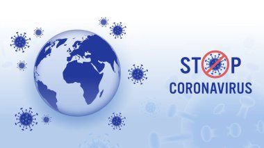 Koronavirüs konseptini koru. Coronavirus aşısı tamamen gelişti ve doktor hastalığı tedavi edebilir. Koronavirüsü durdurun. vektör illüstrasyonu.