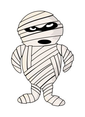 şirin halloween mumya vektör simgesi simgesi tasarım.