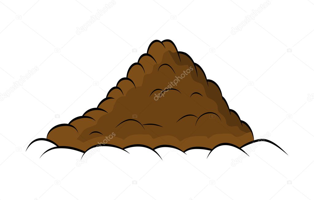 Pile of ground, heap of soil - vector illustration isolated on w