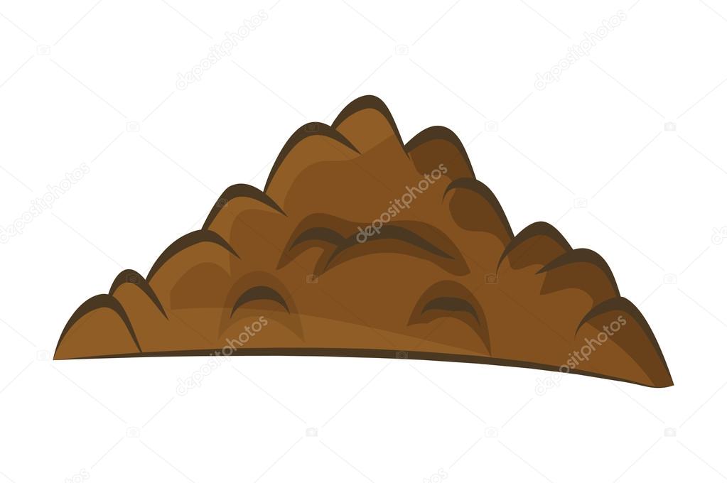 Pile of ground, heap of soil - vector illustration isolated on w
