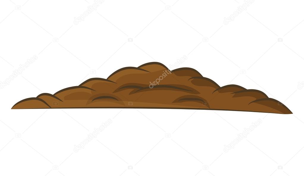 Pile of ground, heap of soil - vector illustration isolated on white background.