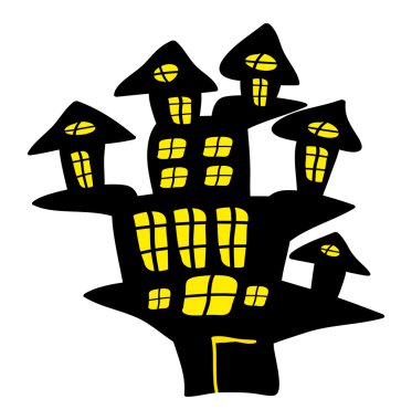 Cadılar Bayramı ürpertici korkunç hounted house, vektör simgesi simgesi tasarım.
