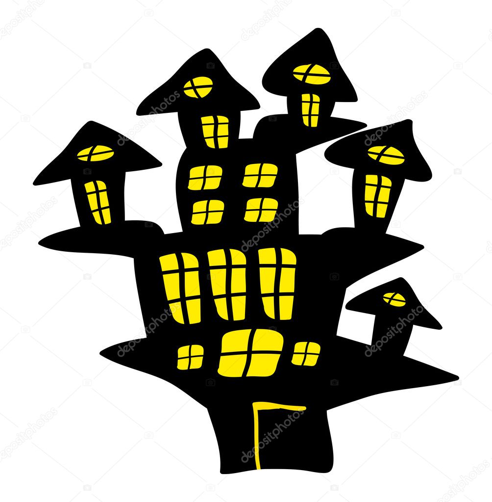Halloween creepy scary hounted house, vector symbol icon design. Beautiful illustration isolated on white background