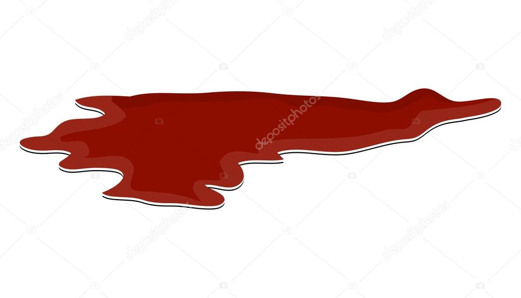 Blood puddle, red drop, blots, stain, plash of blood. Vector illustration isolated on white background.