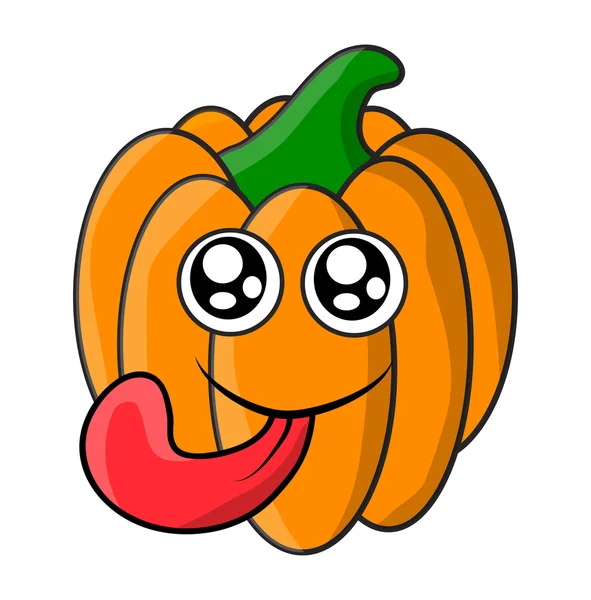 Halloween-Kürbisgesicht mit Augen und Zungenvektor-Symbol — Stockvektor