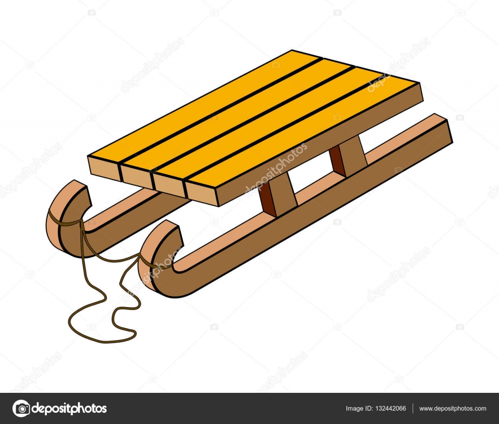 Sled, wooden sledge vector symbol icon design. Stock Vector Image by