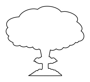 mantar bulutu, nükleer patlama siluet vektör simge ICO