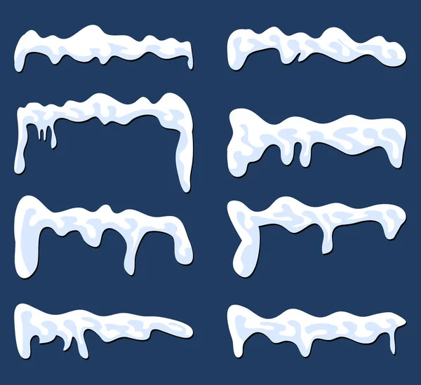 Icicles, calotte neigeuse, ensemble icône de symbole vectoriel de dérive — Image vectorielle