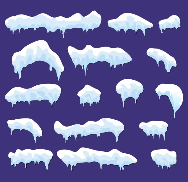 Icicles, calotte neigeuse, ensemble icône de symbole vectoriel de dérive — Image vectorielle