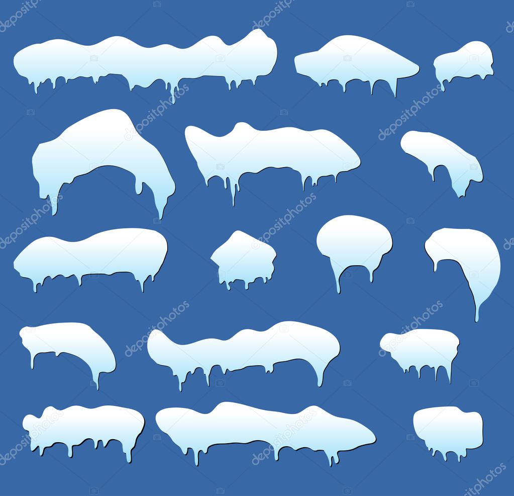 Icicles, snow cap, drift vector symbol icon design set. Beautiful illustration isolated on white backgroun