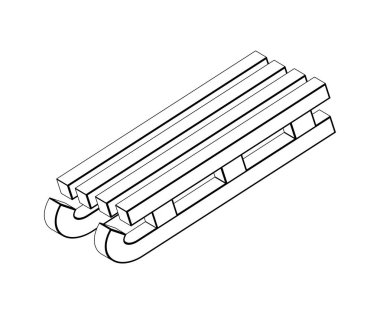 kızak, ahşap kızak siluet, anahat vektör sembol simge desig