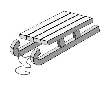 kızak, ahşap kızak siluet, anahat vektör sembol simge desig