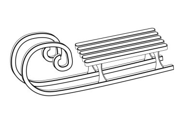 kızak, ahşap kızak siluet, anahat vektör sembol simge desig